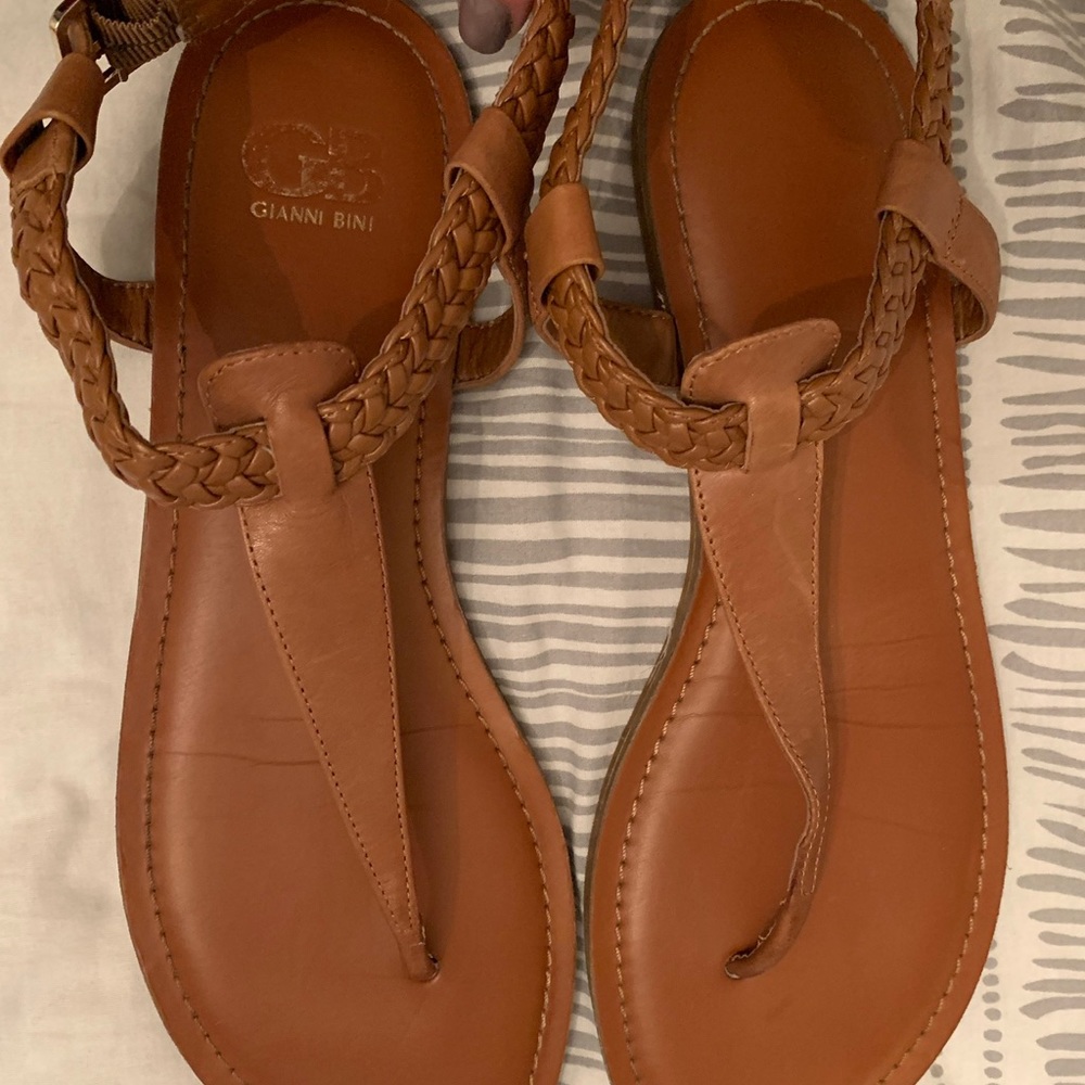 Tan braided sandals
